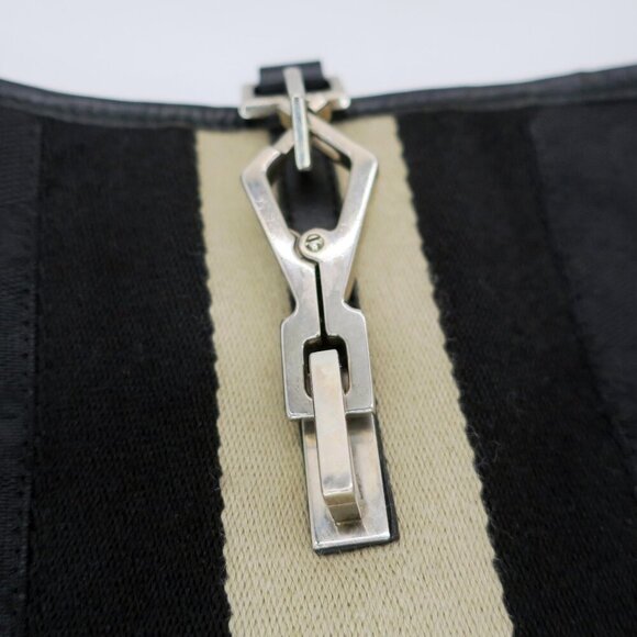 Gucci Vintage Jackie O Black GG Web Canvas Leather Handbag Purse - Picture 2 of 8